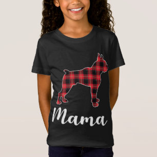 Boxer Dog Puppy Red plaid funny Christmas T-Shirt