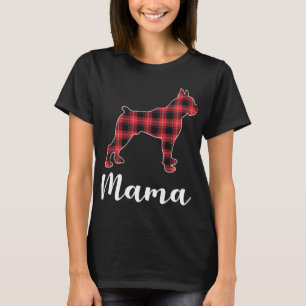 Boxer Dog Puppy Red plaid funny Christmas T-Shirt
