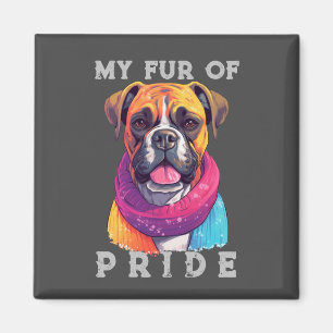 Boxer Dog Rainbow Funny My Fur Pride Magnet
