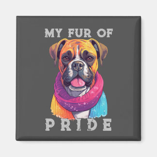 Boxer Dog Rainbow Funny My Fur Pride Magnet