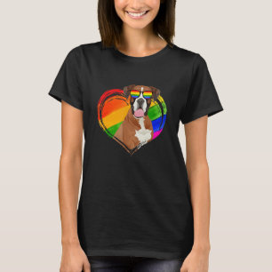   Boxer Dog Rainbow Heart Pet   Gay Pride Lgbt T-Shirt
