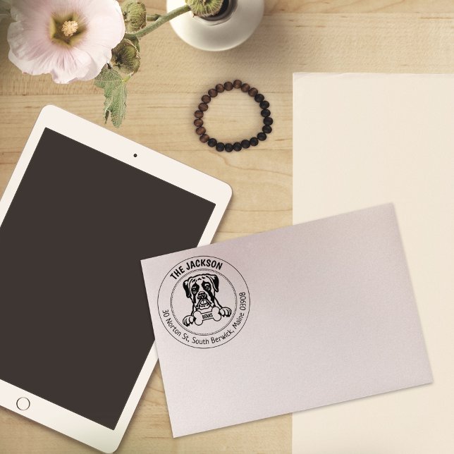 Boxer Dog Return Address Family Rubber Stamp (Creator Uploaded)