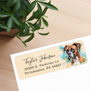 Boxer Dog Return Address Label