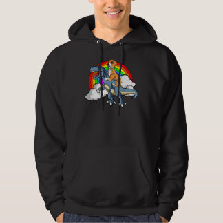Boxer Dog Riding Dinosaur Trex German Deutscher Fu Hoodie