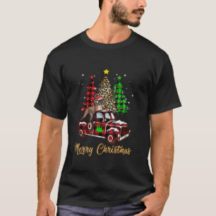 Boxer Dog Riding Red Truck Christmas Decor Pajama T-Shirt