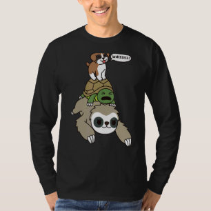 Boxer Dog Riding Sloth Tortoise T-Shirt