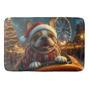 Boxer Dog Roller Coaster Christmas Bath Mat