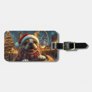 Boxer Dog Roller Coaster Christmas Luggage Tag