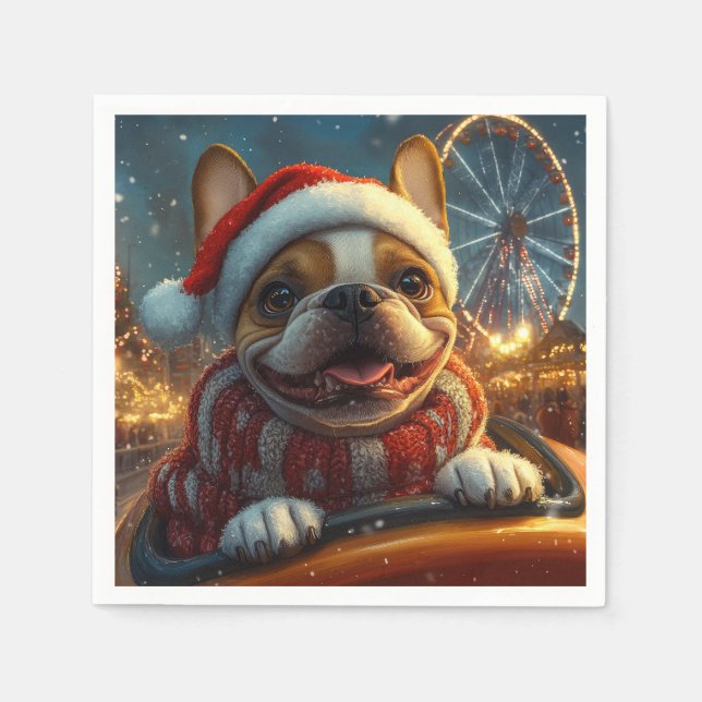 Boxer Dog Roller Coaster Christmas Napkin (Front)