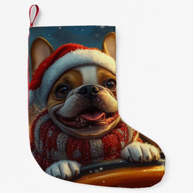 Boxer Dog Roller Coaster Christmas Small Christmas Stocking (Front)