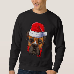 Boxer Dog Santa Claus Girls Apparel,  Christmas Wo Sweatshirt