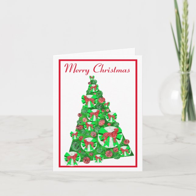 Boxer Dog Silhouette Christmas Tree White Card (Front)