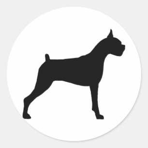 Boxer Dog Silhouette Classic Round Sticker