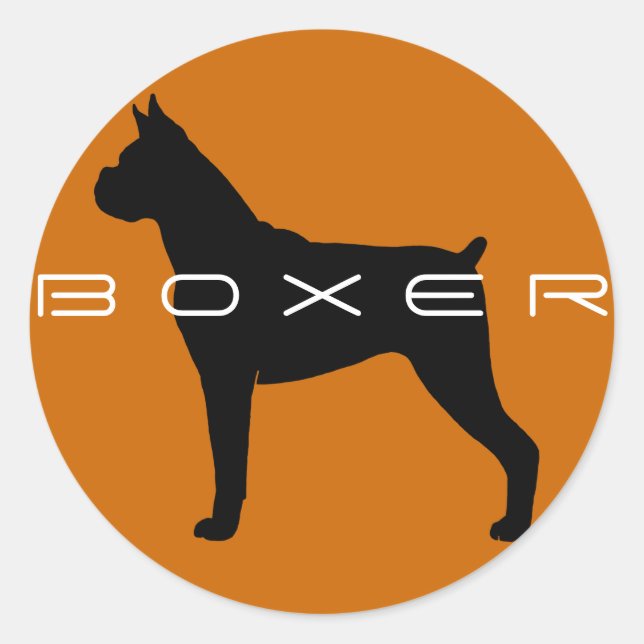 Boxer Dog Silhouette Classic Round Sticker (Front)