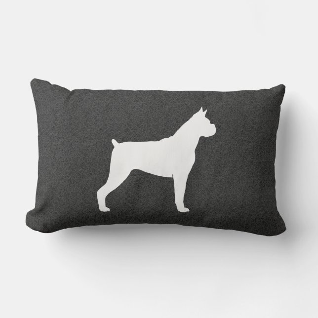 Boxer Dog Silhouette (Cropped Ears) Lumbar Cushion (Front)