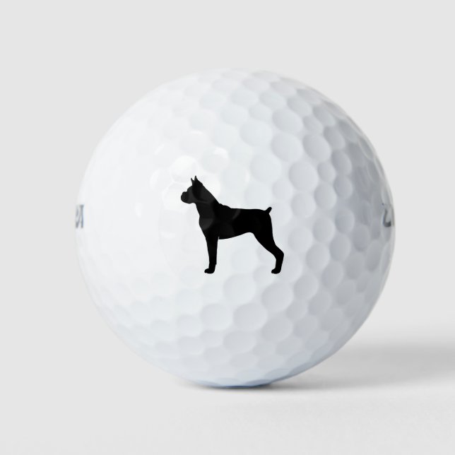 Boxer Dog Silhouette Golf Balls (Front)