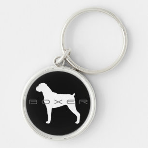 Boxer Dog Silhouette Key Ring