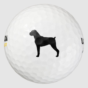 Boxer Dog Silhouette - Natural Ears Golf Balls