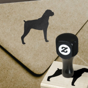 Boxer Dog Silhouette - Natural Ears Rubber Stamp