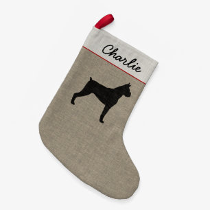 Boxer Dog Silhouette Personalised Holiday Xmas Small Christmas Stocking