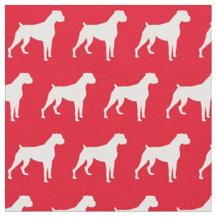 Boxer Dog Silhouette Pet Red Fabric