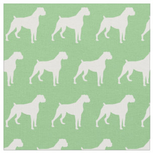 Boxer Dog Silhouette Pet Sage Green Fabric