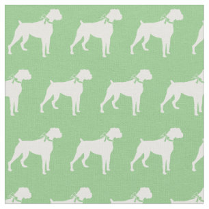 Boxer Dog Silhouette Pet Sage Green Fabric