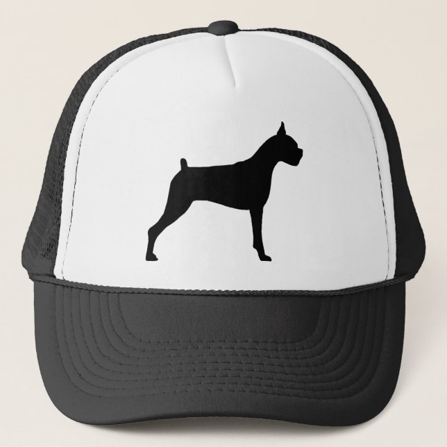 Boxer Dog Silhouette Trucker Hat (Front)