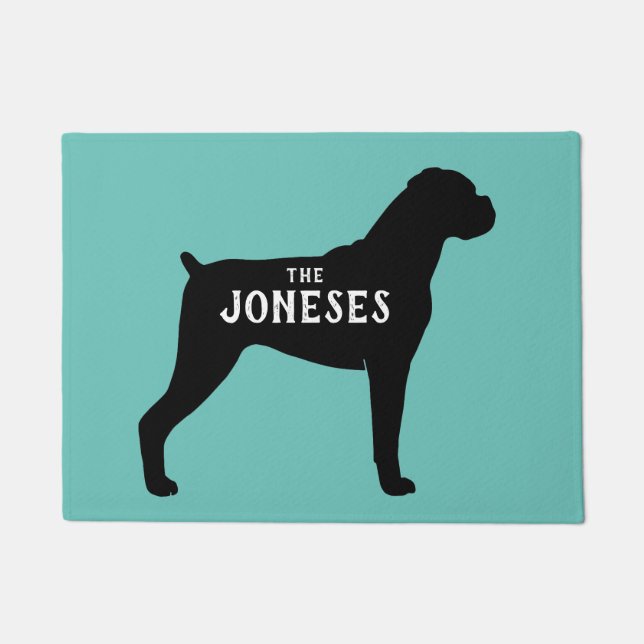 Boxer Dog Silhouette Welcome Mat Custom (Front)