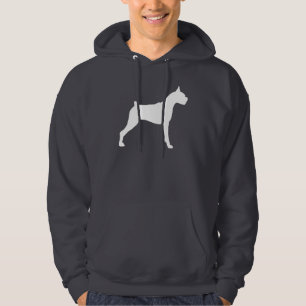 Boxer Dog Silhouette (white) Hoodie