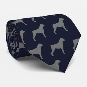 Boxer Dog Silhouettes Pattern Blue and Grey Tie