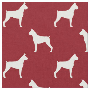 Boxer Dog Silhouettes Pattern Fabric
