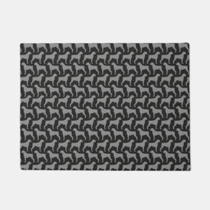 Boxer Dog Silhouettes Pattern Grey Doormat