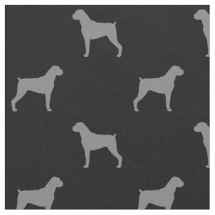 Boxer Dog Silhouettes Pattern - Natural Ears Fabric