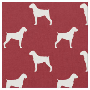 Boxer Dog Silhouettes Pattern - Natural Ears Fabric