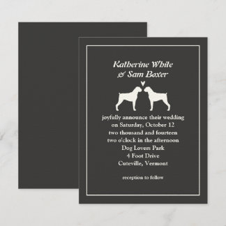 Boxer Dog Silhouettes Wedding Invitation