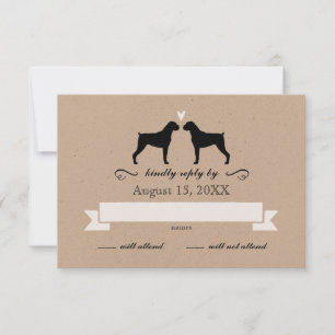 Boxer Dog Silhouettes Wedding RSVP Card
