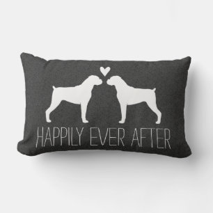 Boxer Dog Silhouettes with Heart Cute Custom Lumbar Cushion