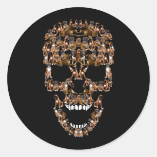 Boxer Dog Skull Tee Halloween Costume Dog Lovers Classic Round Sticker