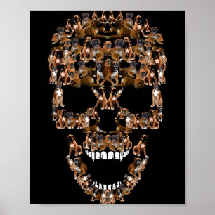 Boxer Dog Skull Tee Halloween Costume Dog Lovers Poster