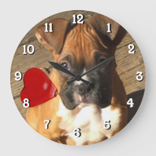 boxer dog square clock