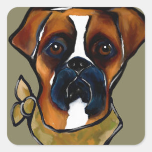 Boxer Dog Square Sticker