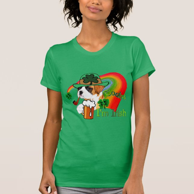 Boxer Dog St Patrick's Day T-Shirt (Front)