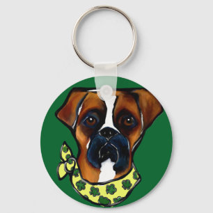 Boxer Dog St. Patty Key Ring