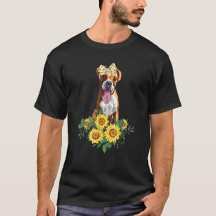 Boxer Dog Sunflower Boxer Dog Mum Dad T-Shirt