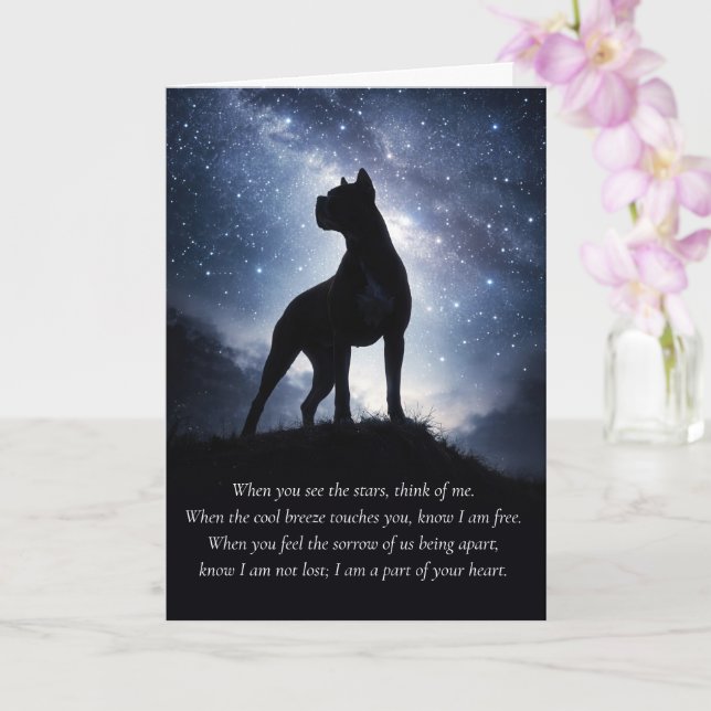 Boxer Dog Sympathy Memorial Card (Orchid)