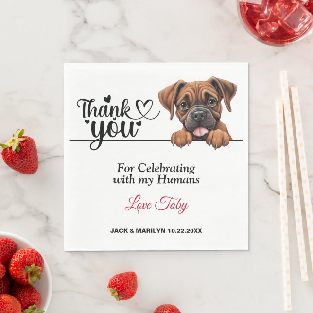 Boxer Dog Thank You Napkin (Insitu)