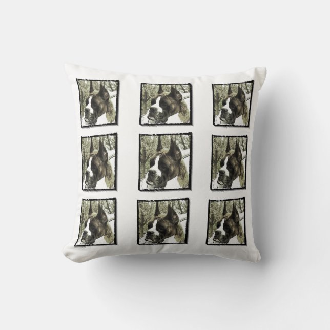 Boxer dog throw pillow (Front)