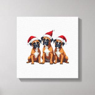Boxer Dog Ugly Sweater Christmas Light Xmas Pajama Canvas Print