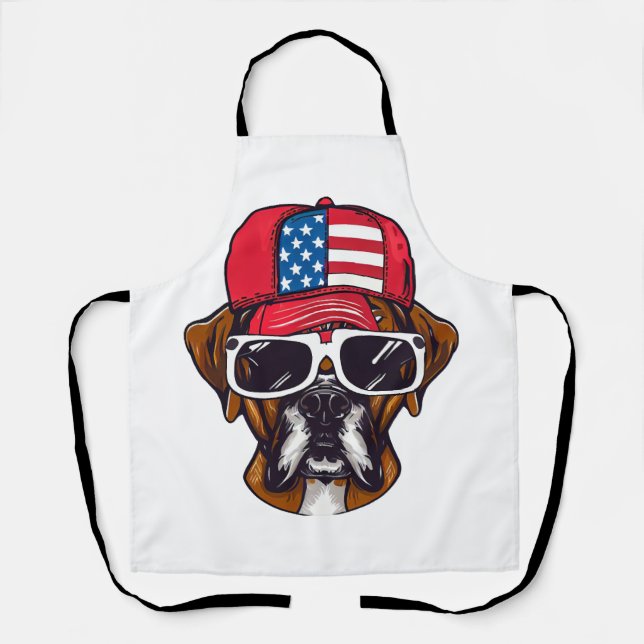 Boxer Dog USA Apron (Front)